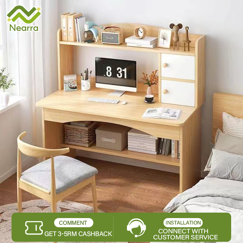 Nearra Computer Table Meja belajar Student Study Desk With Book Shelf ...