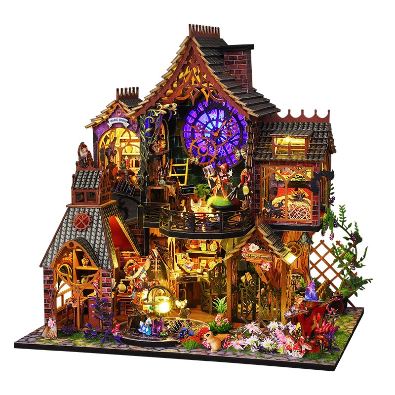DIY Mini Doll House Christmas Dust Cover with Light