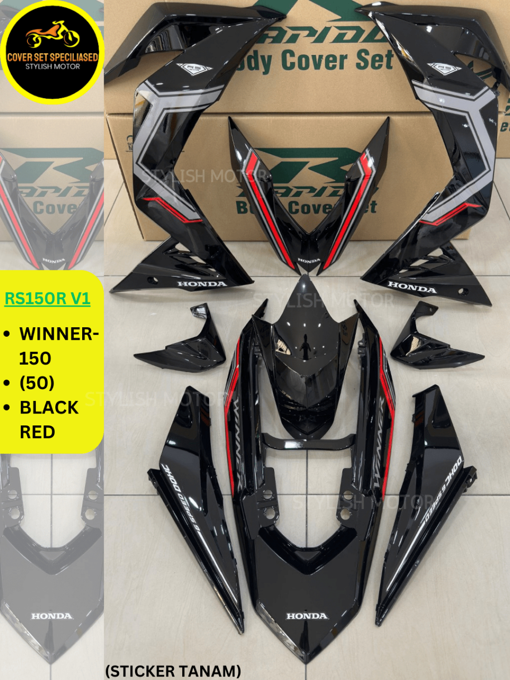 RAPIDO Cover Set Honda Rs150r V1 V2 V3 Winner-150 (50) Black Red White ...