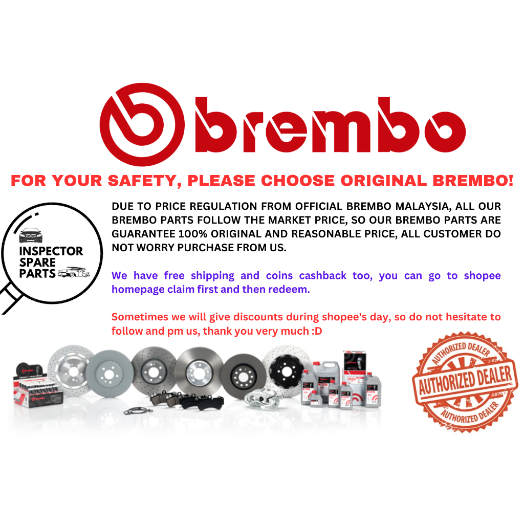 (NAO CERAMIC OR BLACK SHIM) 100% BREMBO PROTON INSPIRA MITSUBISHI ...