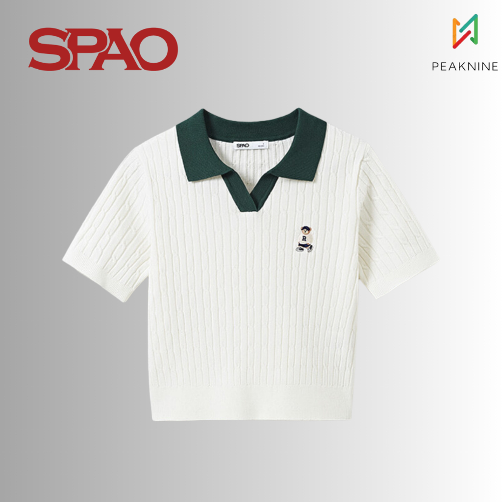 ●SPAO● Woody Cable Half-open Short-sleeved Knit SPKWF24G51 SPAO] (Woody) Cable half-open short-sleeved knitwear