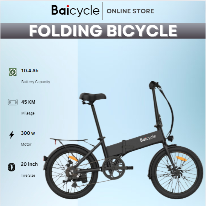 Xiaomi Baicycle 20inch Electric Power Assisted Folding Bicycle E6 45Km Power Endurance Shopee Malaysia