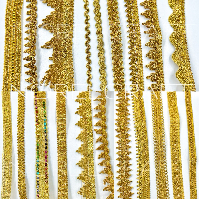 [1 METER] RENDA WARNA EMAS /GOLD LACE/RENDA GOLD/RENDA SILVER/LACE GOLD ...