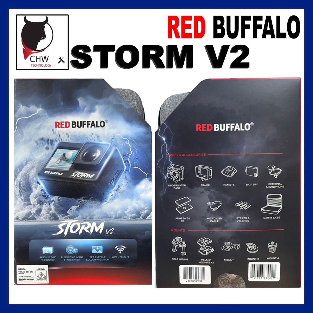 RED BUFFALO STORM ACTION CAMERA VERSION V1 WITH FREE 64GB/ VERSION V2 ...
