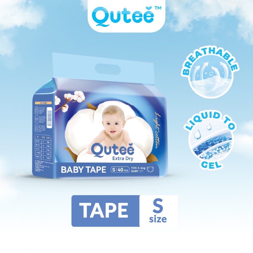 Qutee Baby Tape Diaper S Size (40pcs) / Qutee Lampin Bayi Tape Saiz S ...