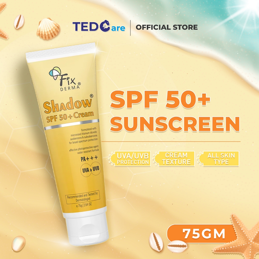 FixDerma Shadow Sunscreen For Dry Skin SPF 50+ Cream UV Rays Coverage ...