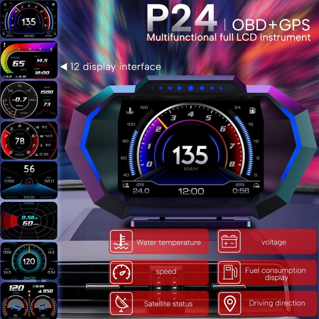 💥READY STOCK💥P24 CAR OBD2 METER OBD GPS DIGITAL SCANNER ALARM SPEED ...