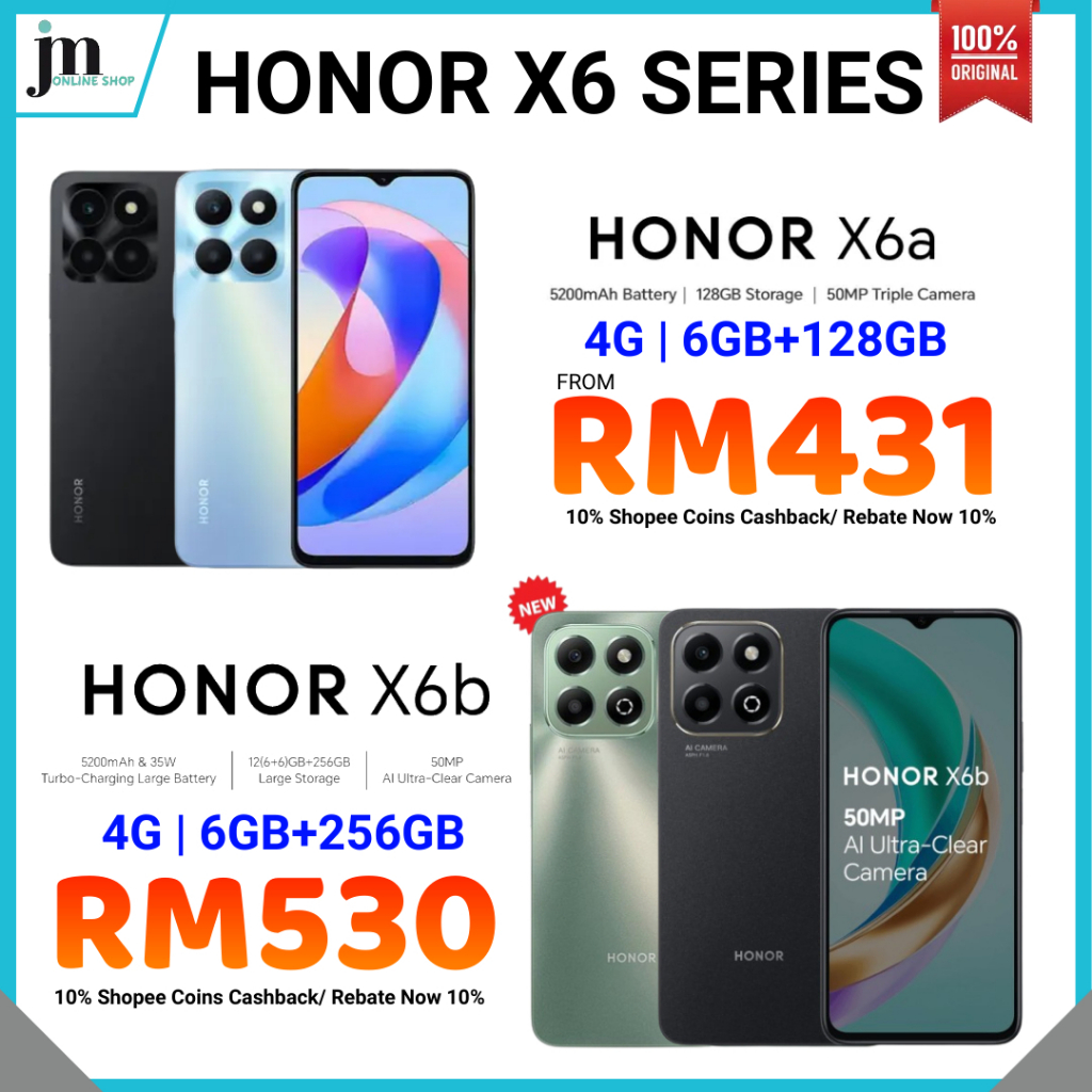 HONOR X6B [6GB+256GB] | Honor X6A [6GB+128GB] | 5200mAH Battery| 50MP ...