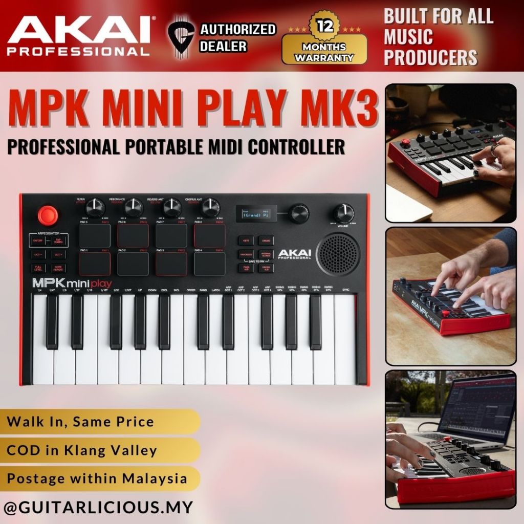 Akai Professional MPK Mini Play MK3 Portable Keyboard & Midi Controller ...