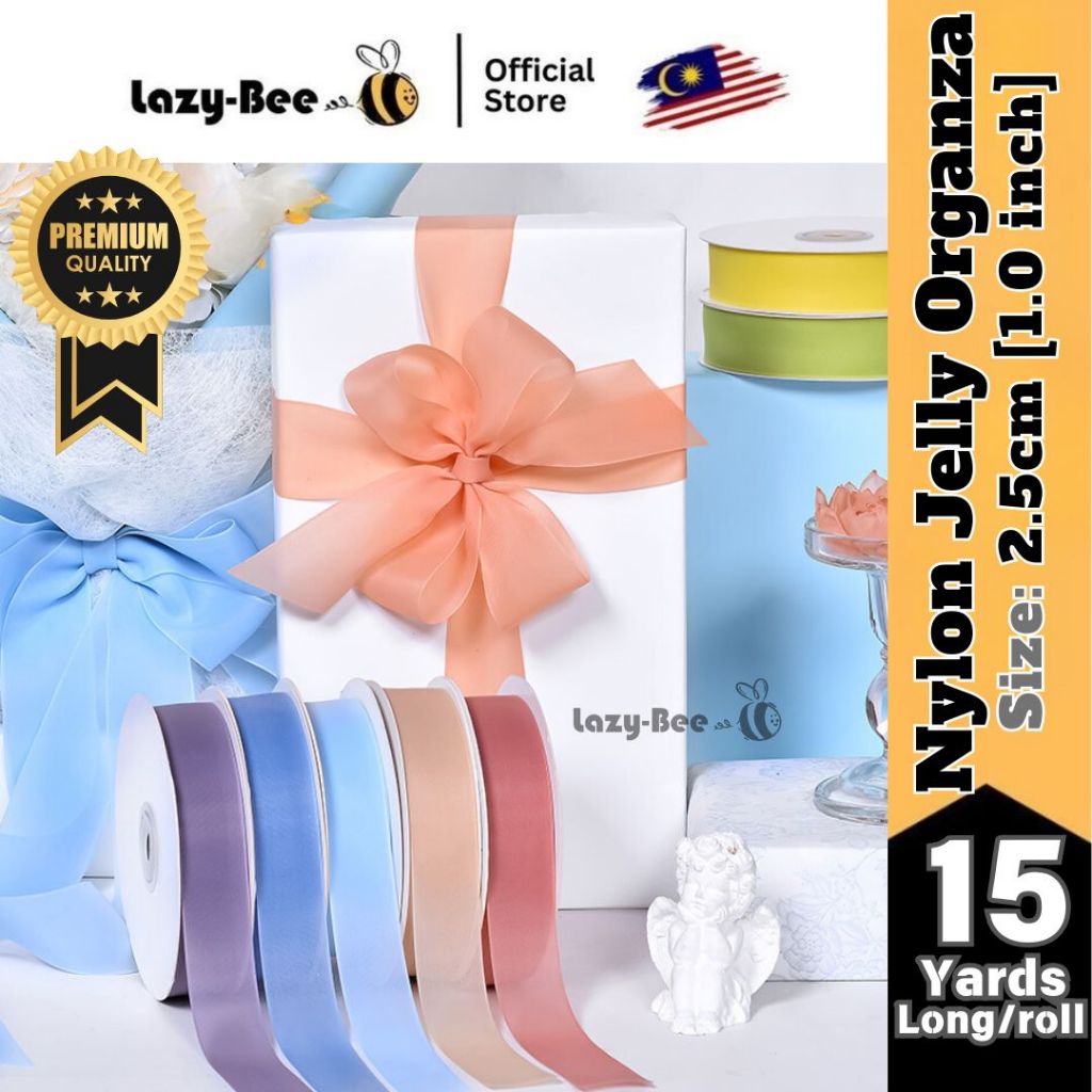 LAZY BEE Premium Nylon Jelly Organza Ribbon Gift Wrapping Door Gift ...