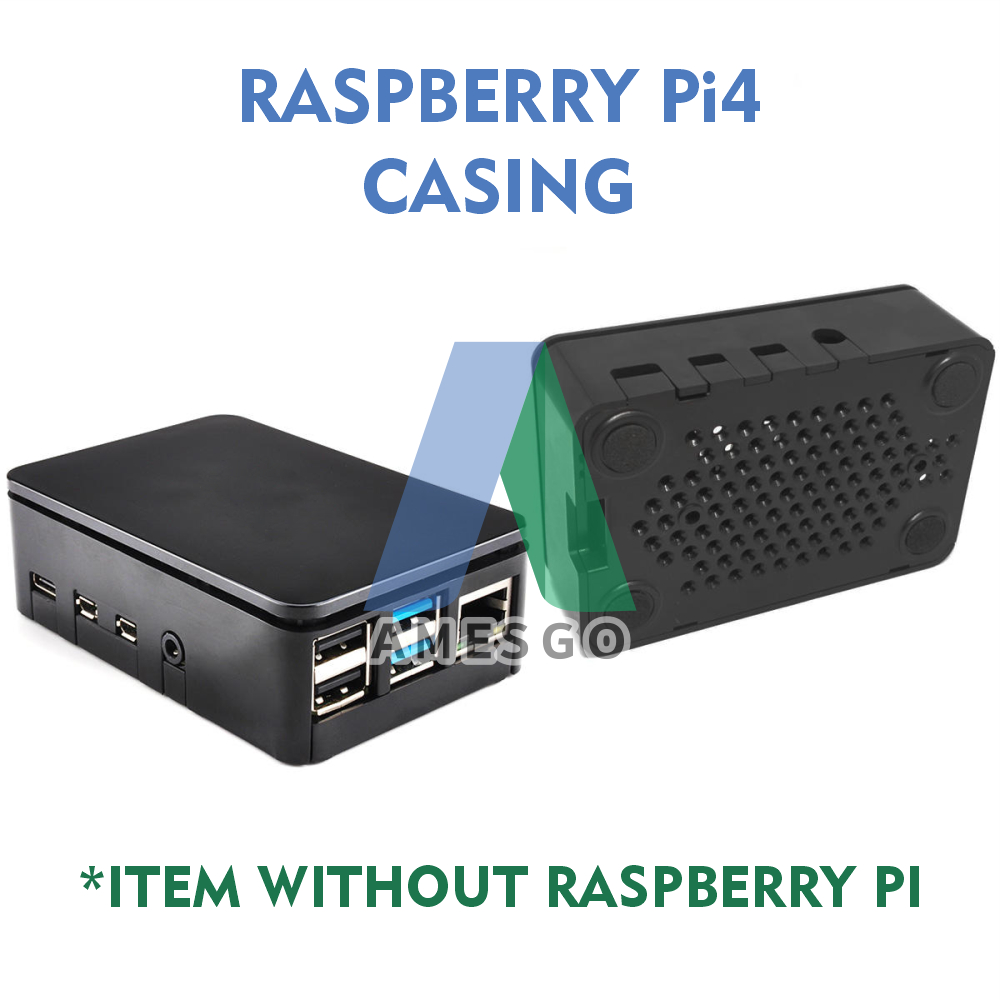 Amesgo Raspberry Pi 4 Official Casing with Fan Simple Black ABS Box ...