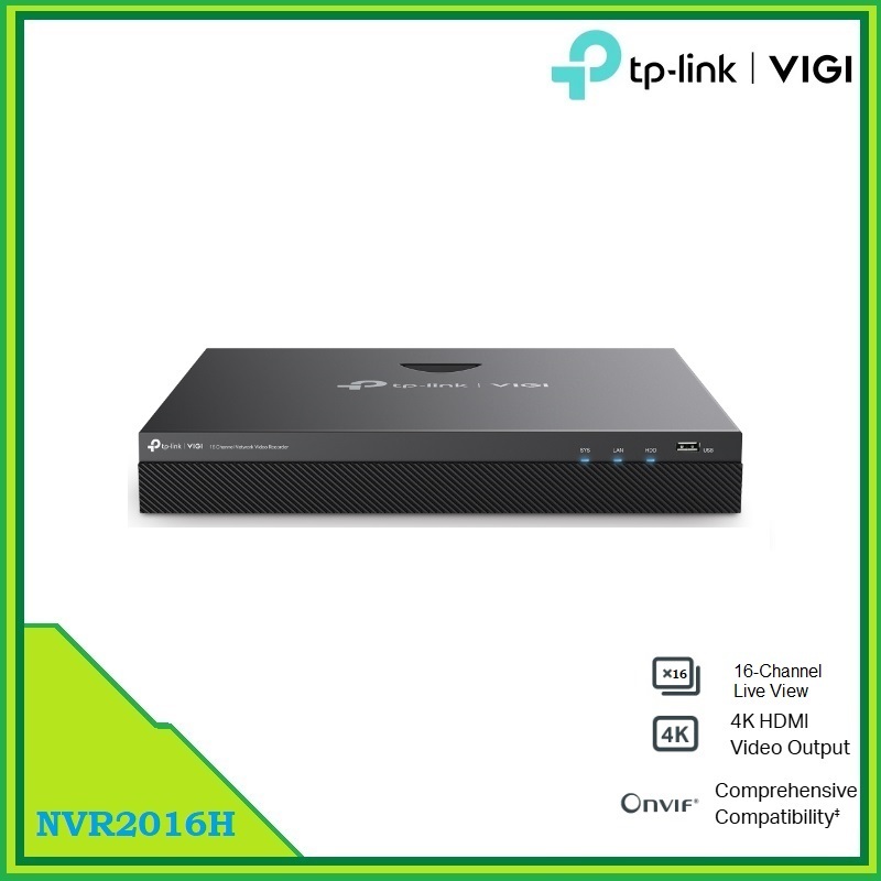 TP-Link VIGI NVR2016H V2 16 Channel Non-POE Network Video Recorder ...