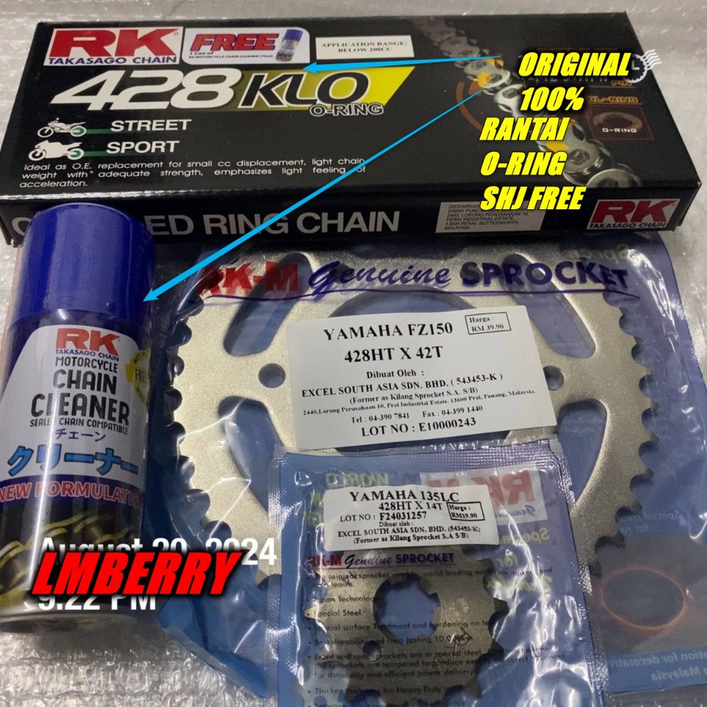 ORIGINAL RKM SPROCKET CHAIN ORIGINAL RKM/ RK KLO FULL SET SPROCKET Y15 ...