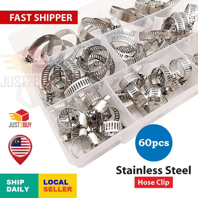 【100% AUTHENTIC】40/60pcs Premium Stainless Steel Hose Clip Hose Clamp ...