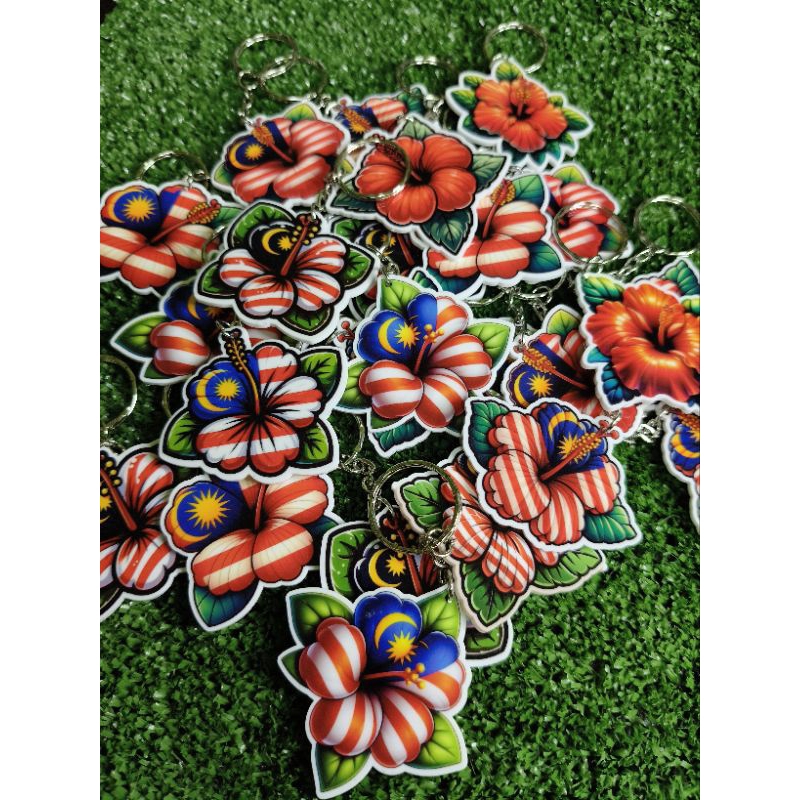 Keychain Merdeka Acrylic Tema Bunga Raya | Shopee Malaysia