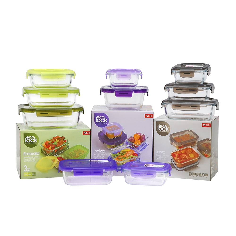 Felli Ecolock Borosilicate Glass Food Storage Container 10 Pcs Set ...
