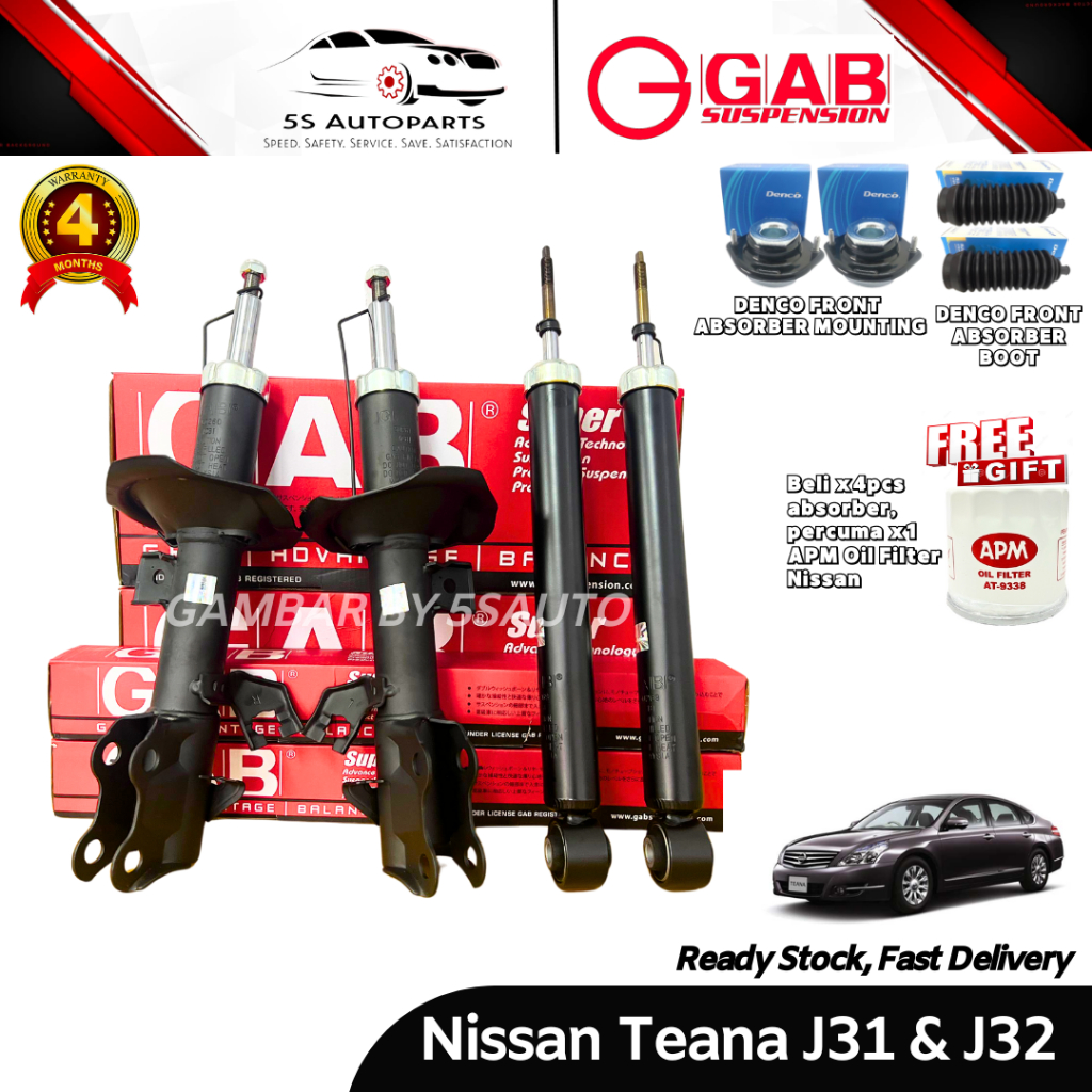 GAB Nissan Teana J31, J32 Front (Depan) & Rear (Belakang) Gas Shock ...