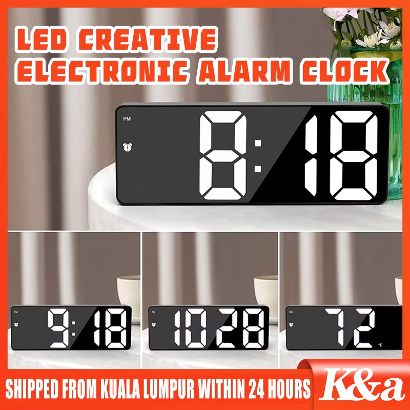 LED Wall Clock Modern Digital Table Desktop Alarm Clock Nightlight LED