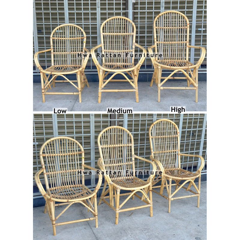 Double handle rattan long chair Kerusi sandar rotan senior elder chair ...
