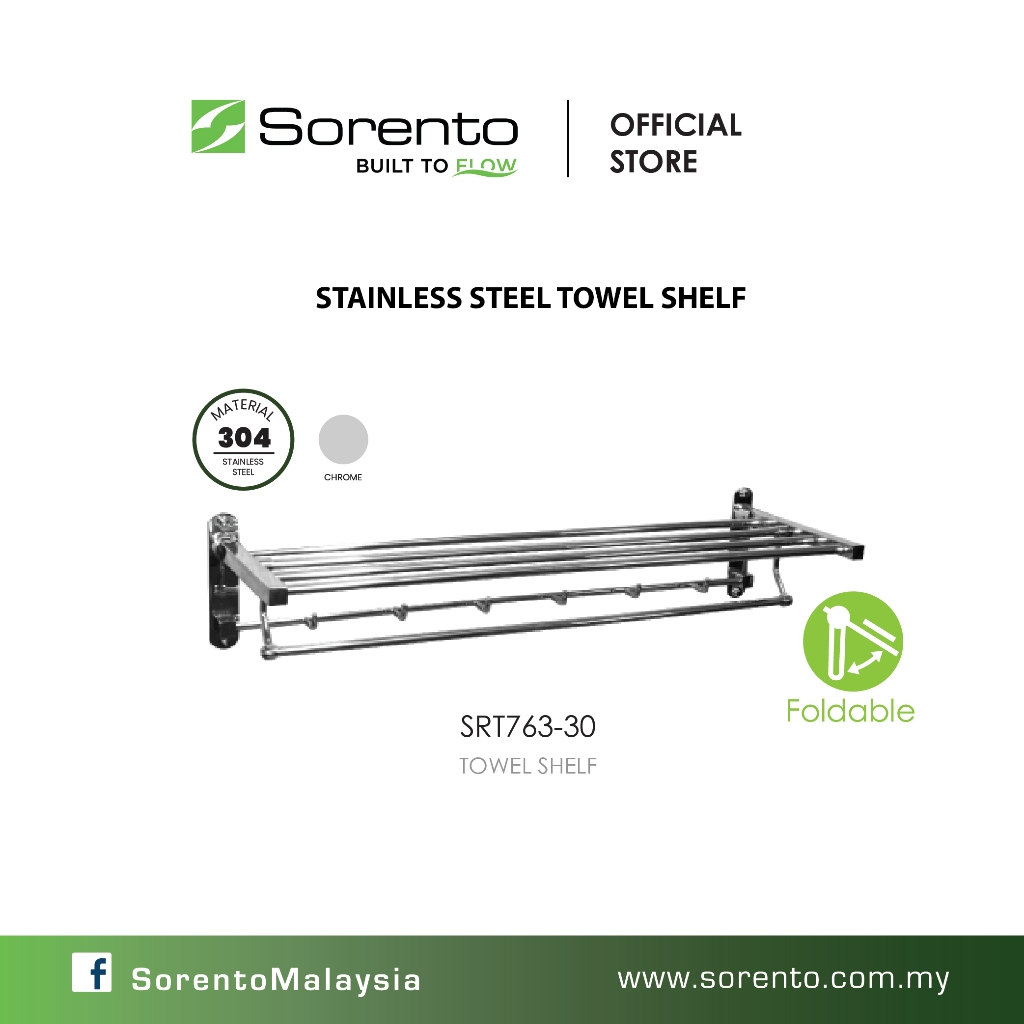 SORENTO 760MM Stainless Steel 304 towel shelf towel rack chrome silver ...