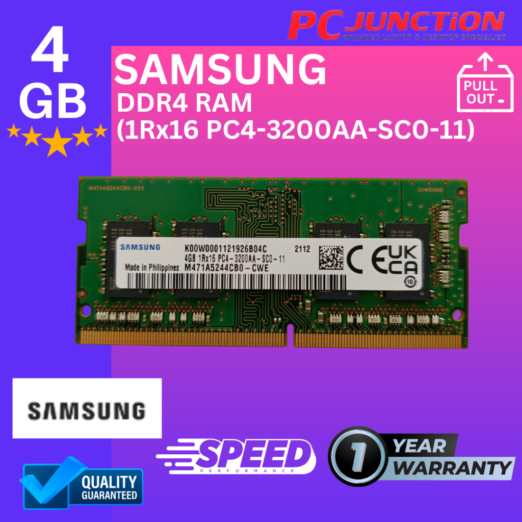 Memoria RAM 4GB DDR4 3200MHz PC4-3200AA non ECC Unbuffered 1.2V 1Rx16 Single Rank 260 Pin Modulo SODIMM per Computer Laptop Notebook PC ad alte