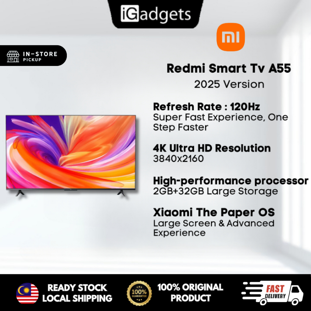 Xiaomi TV Redmi A55 2025 4K Ultra HD 55-inch Metal Full Screen | Shopee ...