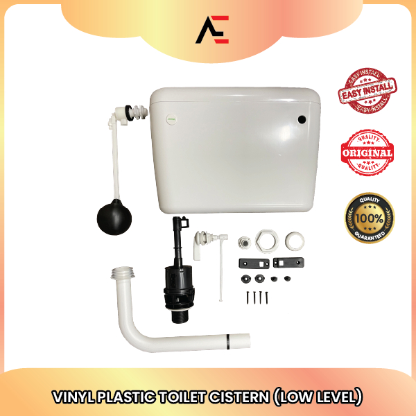 6L Low Level Front Lever Cistern PVC Plastic Toilet Tank White with PVC ...