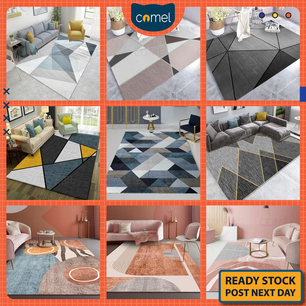 🐱COMEL🐱 [M/L/XL] Diamond Pattern 3D Printing Modern Design Carpet ...
