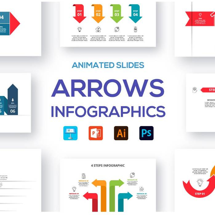 50 Arrows Animated Infographics Presentation Template PowerPoint ...