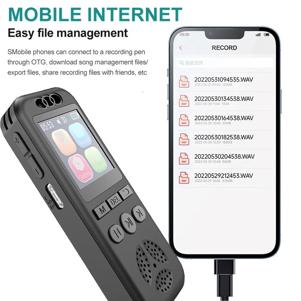 Digital Voice Recorder MP3 Player HD Noise Reduction WAV Audio Player ...