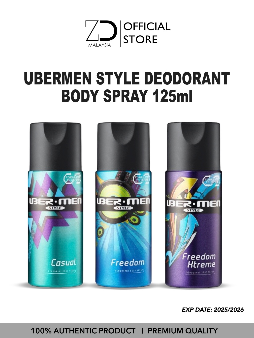 Ubermen Style Deodorant Body Spray 125ml (Casual/Freedom/Freedom ...