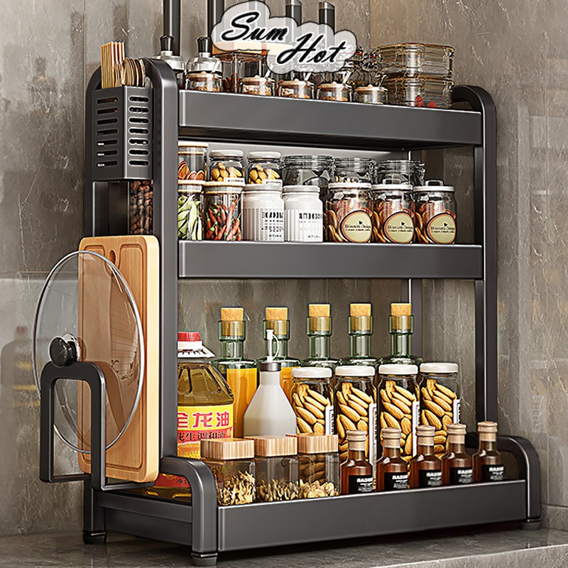 Kitchen Spice Rack Condiment Rack Rak Dapur Rak Rempah Seasoning Bottle ...
