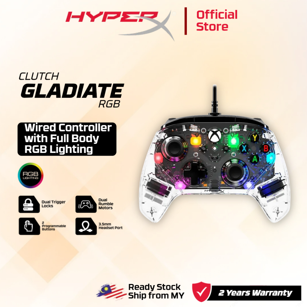 HyperX Clutch Gladiate - Wired RGB Gamepad Wired RGB Gaming Controller ...