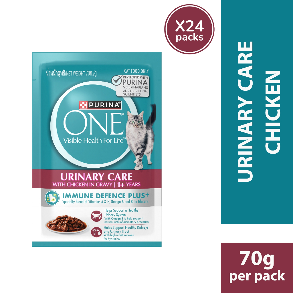 PURINA One Adult Urinary Care with Chicken Wet Cat Food (24 x 70g ...
