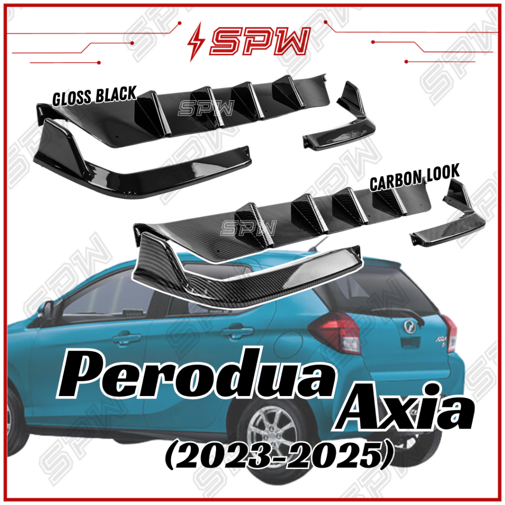 Perodua Axia (2023-2026) V2 Rear Bumper Diffuser Lip Rear Skirt ...