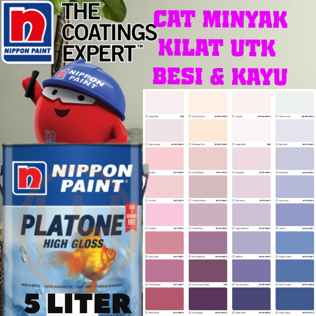 5 LITER NIPPON PLATONE GLOSS FINISH FOR WOOD & METAL / CAT BESI & KAYU ...