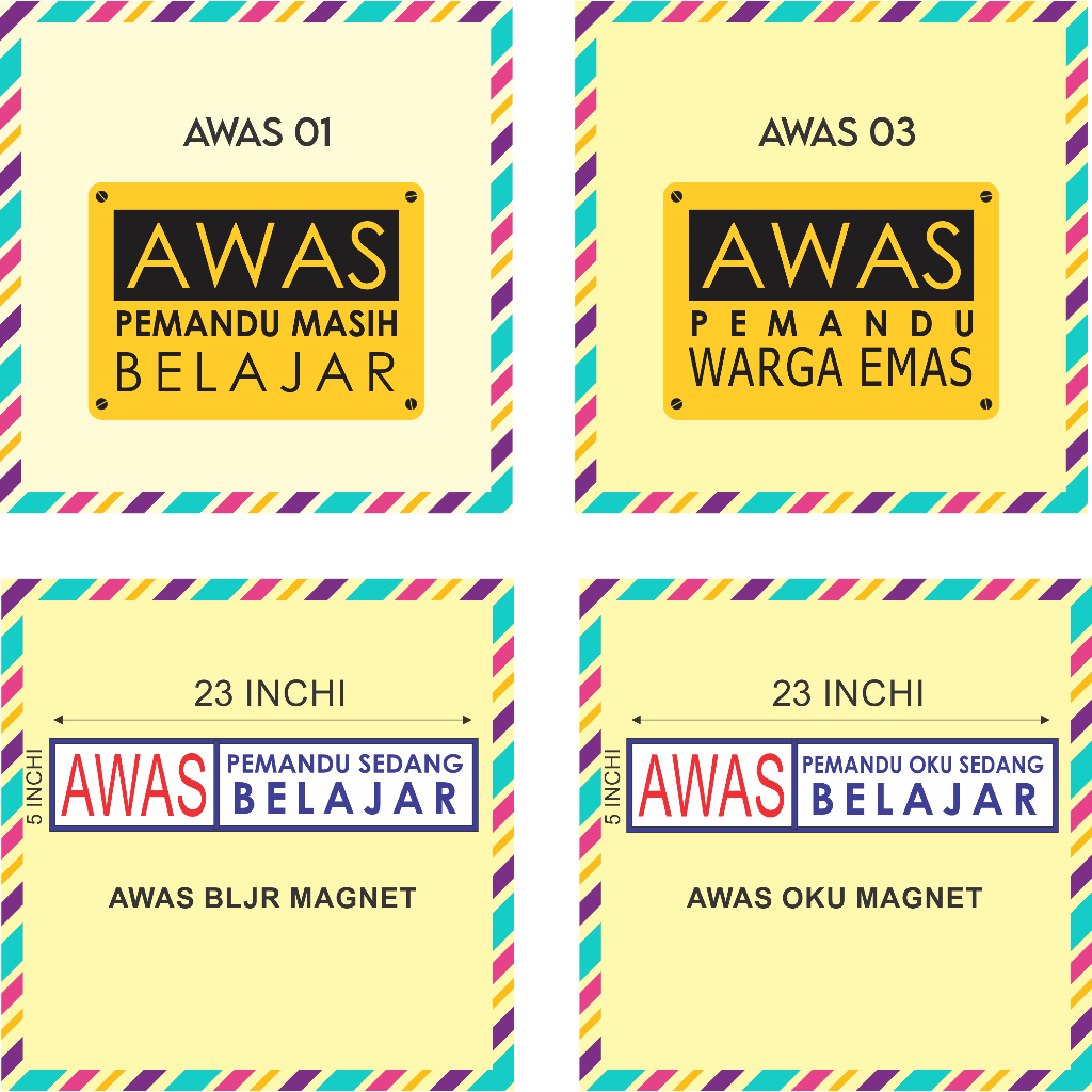 PELEKAT ATAU STICKER AWAS PEMANDU MASIH BELAJAR DAN WARGA EMAS ...