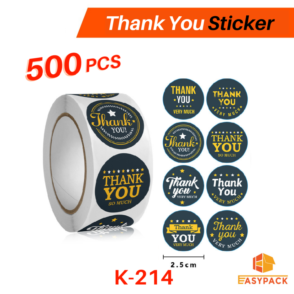 EASYPACK 500pcs Thank You Sticker Seal Label Sticker Terima Kasih ...