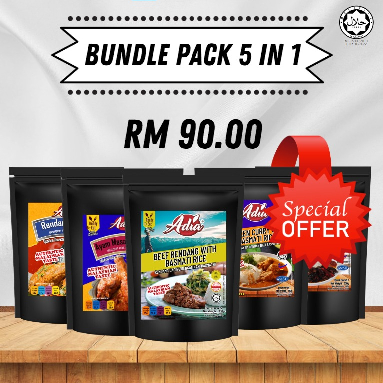 [BUNDLE PACK] PEK NASI READY TO EAT ADIA MIX 5 JENIS | Shopee Malaysia