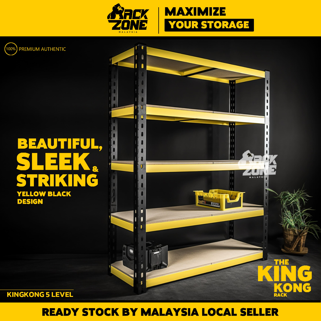 RACKZONE Signature YB 5 Level Boltless Rack Heavy Duty Rak Besi ...