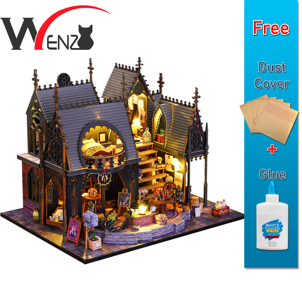 Luna Magic House 露娜魔法屋 ES011 with Light/Anti-dust cover DIY Miniature ...