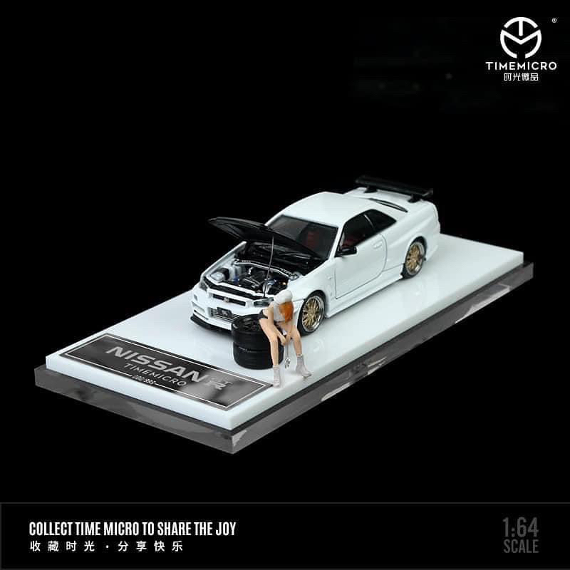 Time Micro 1/64 Nissan Skyline GT-R (R34) - White W/ Carbon Bonet ...