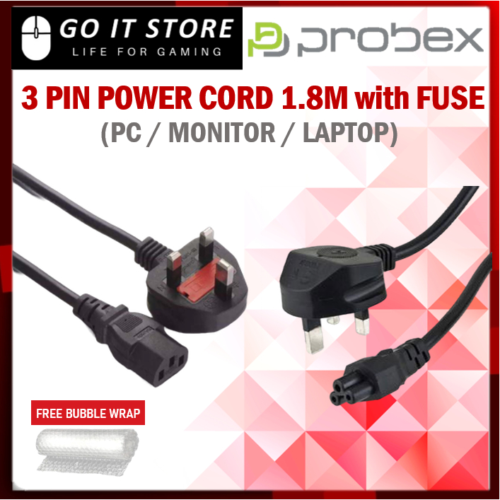 Probex Power Cable PC Desktop Monitor Computer Laptop AC Power Cord