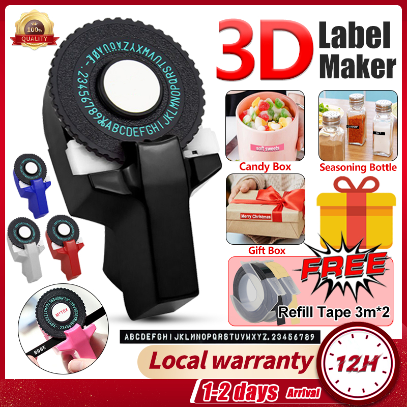 Multicolor Manual Label Maker Sticker Nama Dymo 3D Embossing Sticker ...