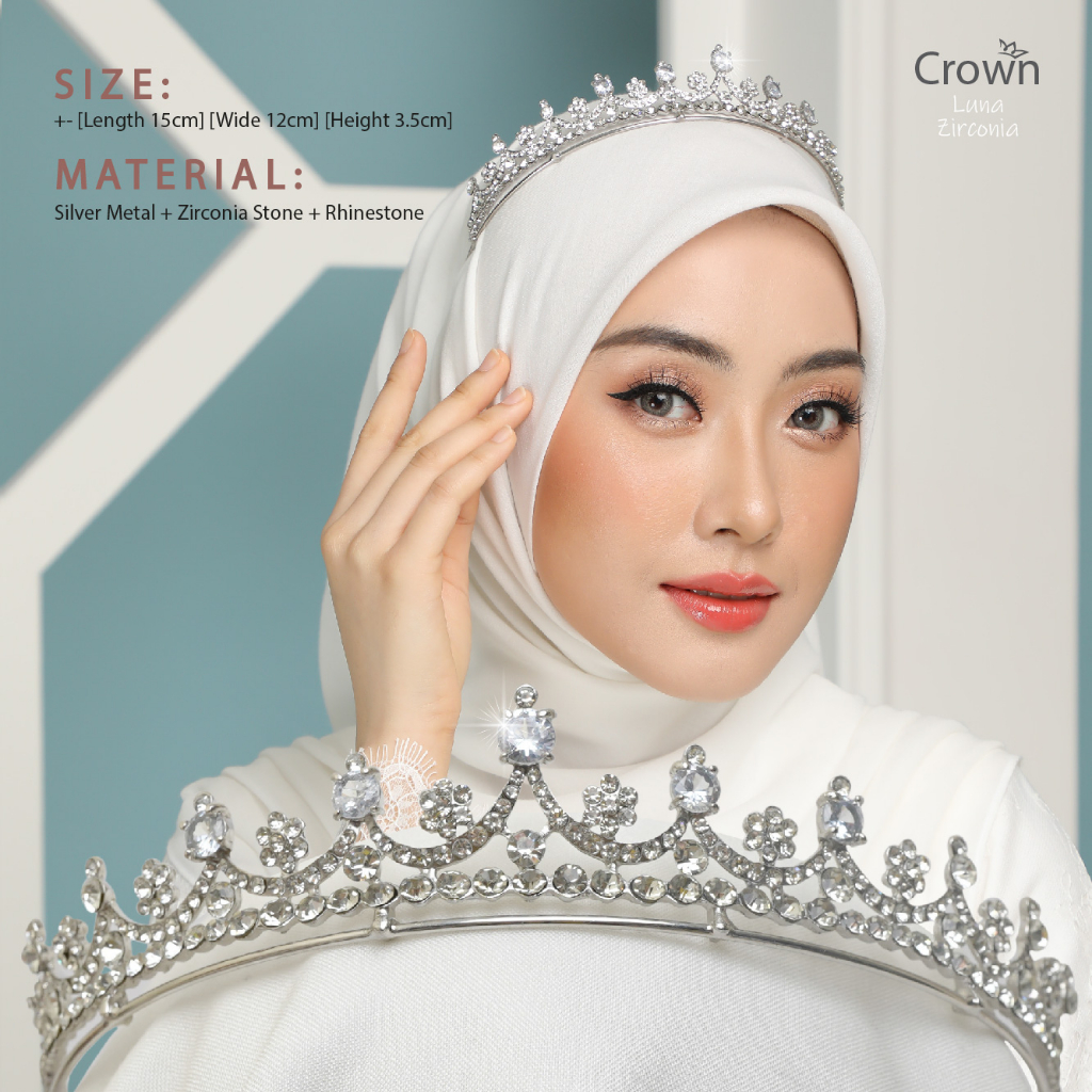 [crown Bride Silver] Zirconia Crown Rhinestone Crown Tunang Crown Nikah Crown Wedding Crown