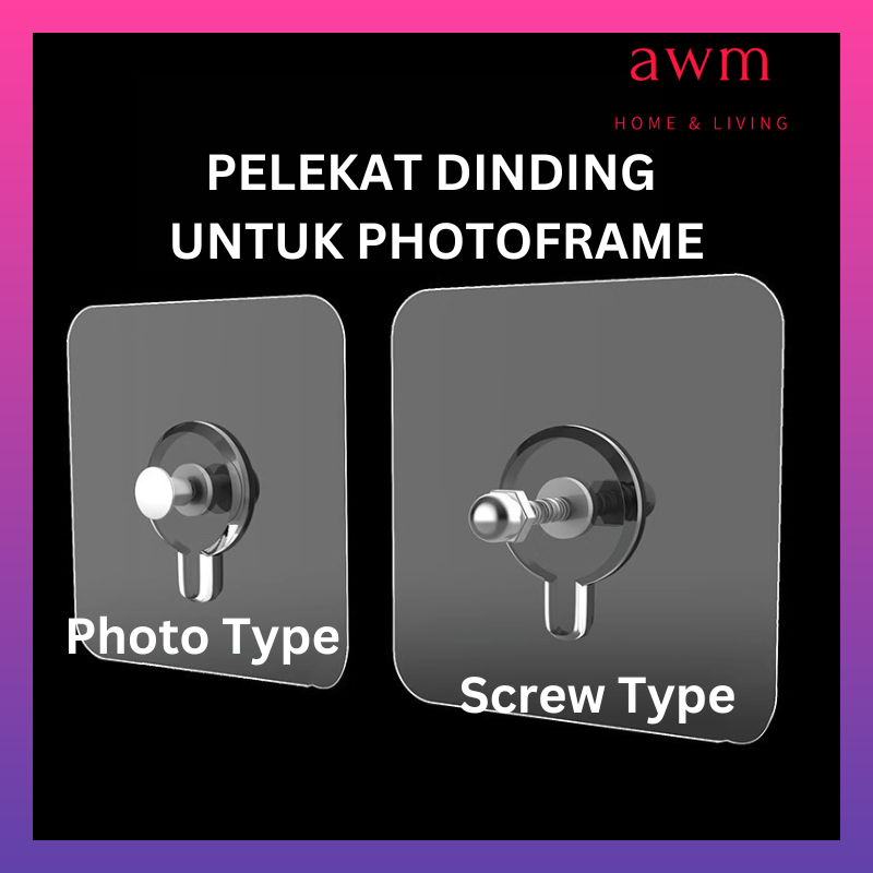AWM Photo Frame Hook Clock Hanger without drill Pelekat Gantung Photo ...