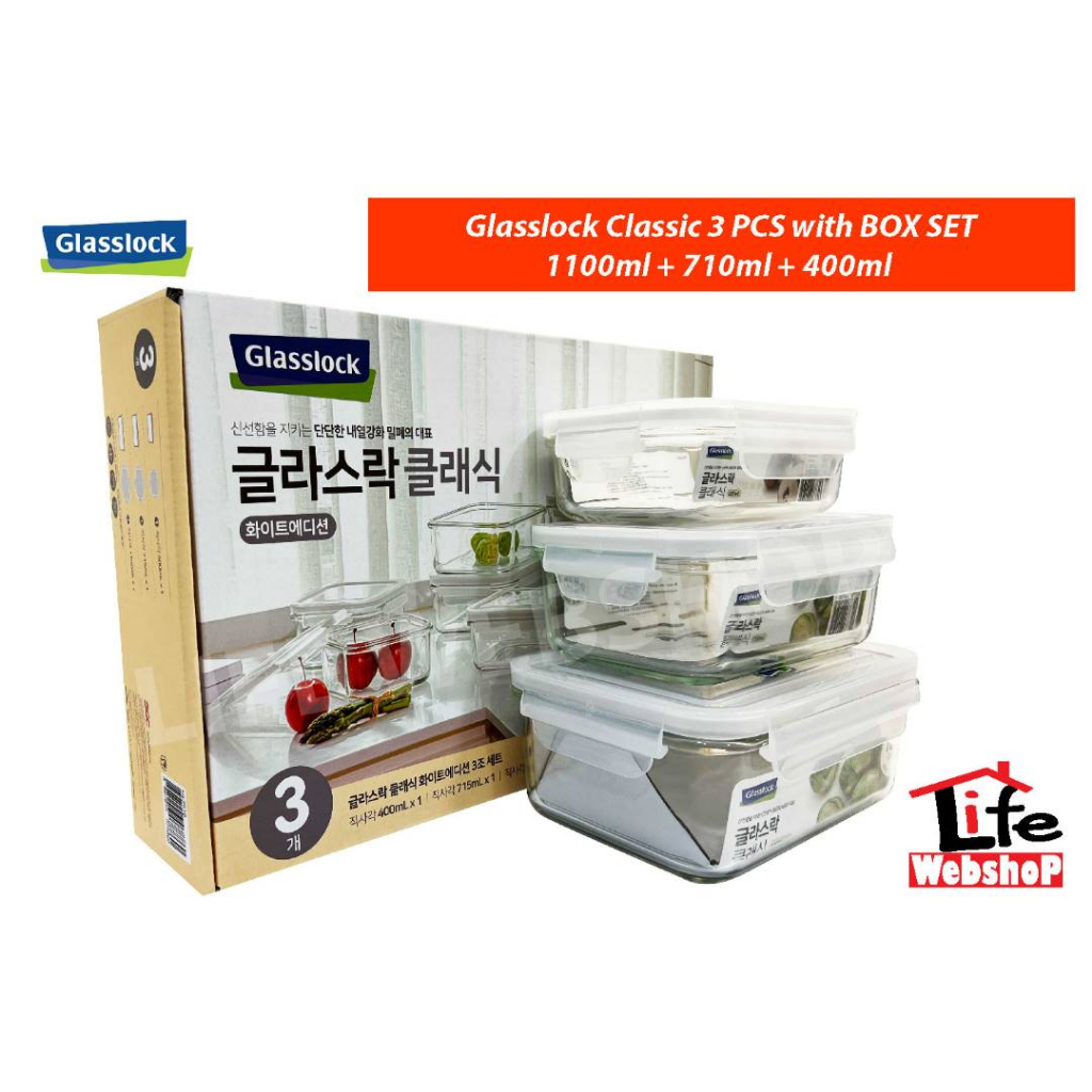 GLASSLOCK RECTANGLE 3PCS SET WITH BOX (MICROWAVE SAFE) - GL2616 ...