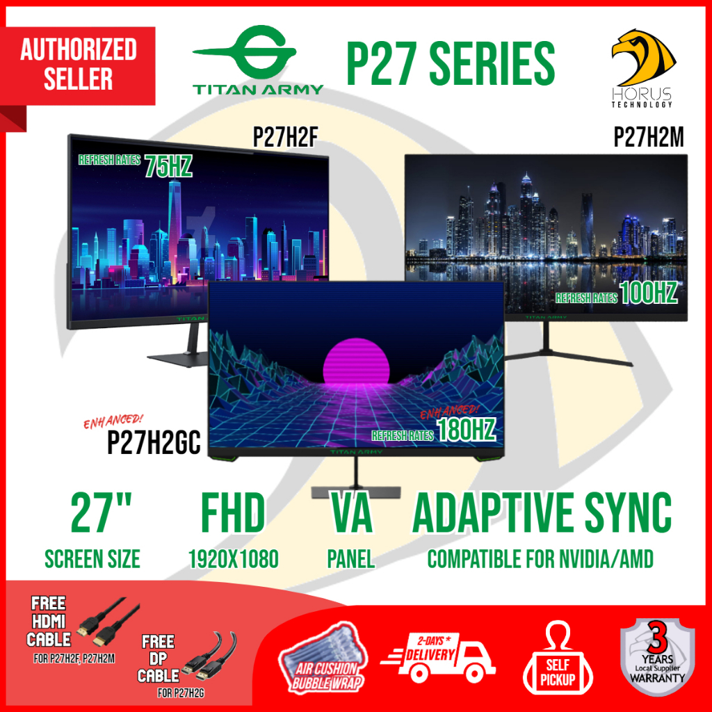 TITAN ARMY P27 SERIES GAMING MONITOR FHD 75Hz|100Hz|180Hz (P27H2F ...