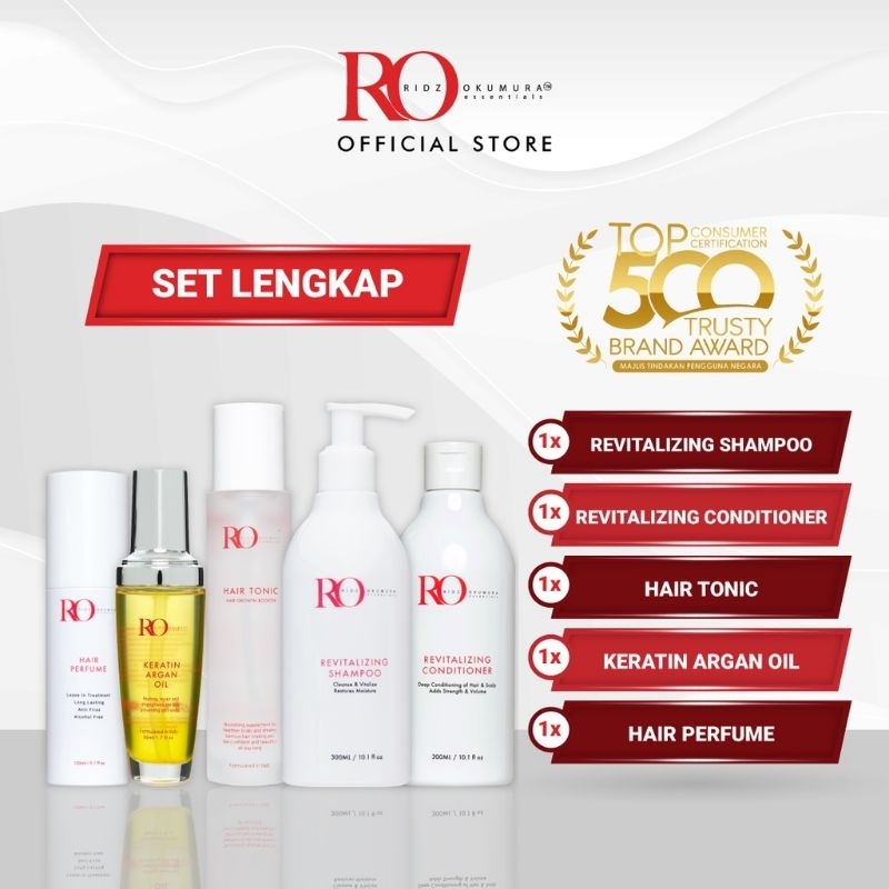 Ridzokumura Essentials Set Penjagaan Rambut Shampoo Serum Argan Oil Tonic Hair 4833