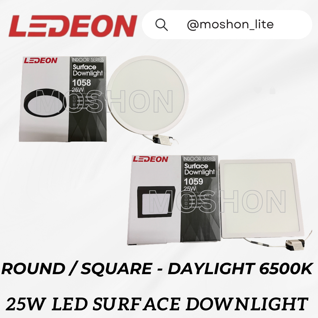 1058 / 1059 LEDEON 25W LED Surface Downlight Round / Square - Daylight ...